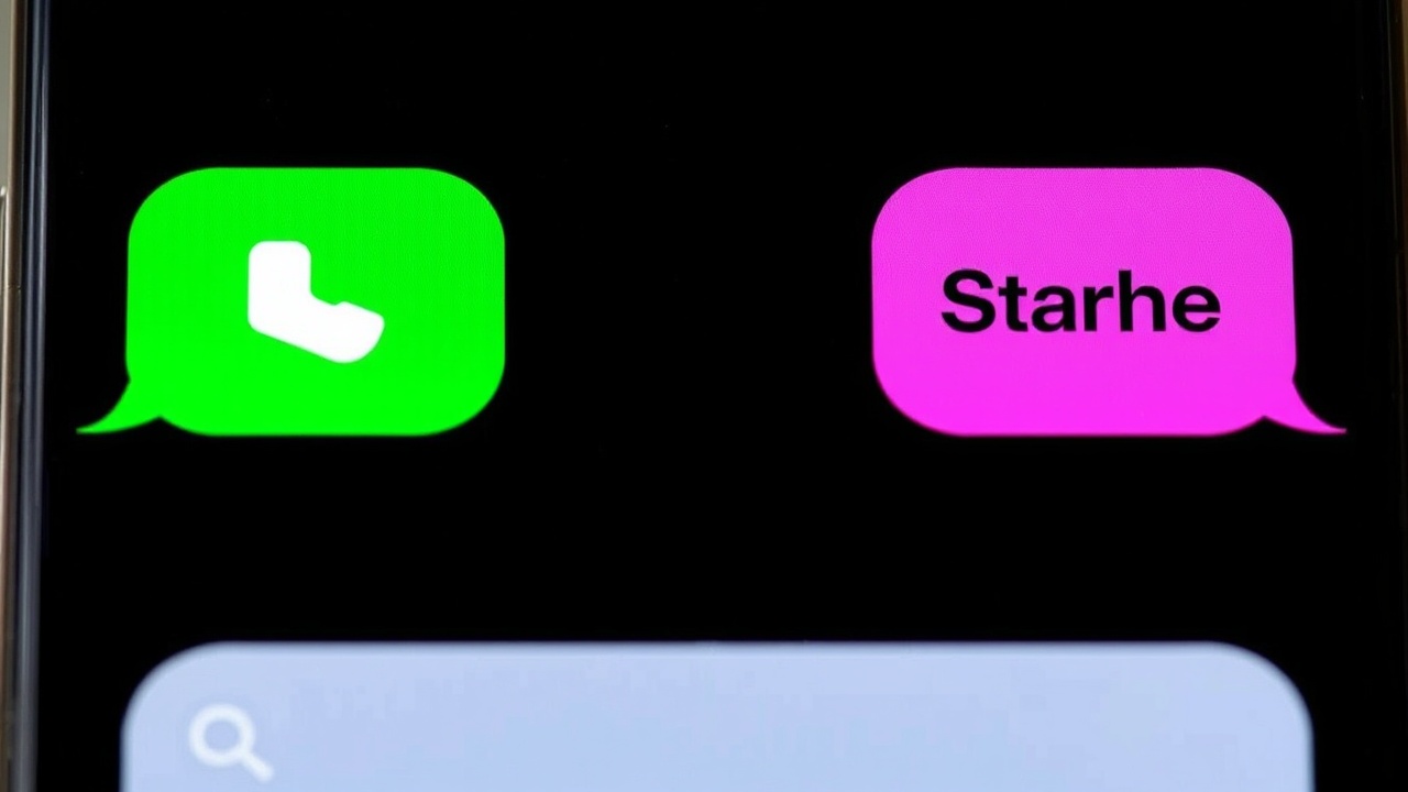 A smartphone screen shows two text message bubbles in different brand colors.