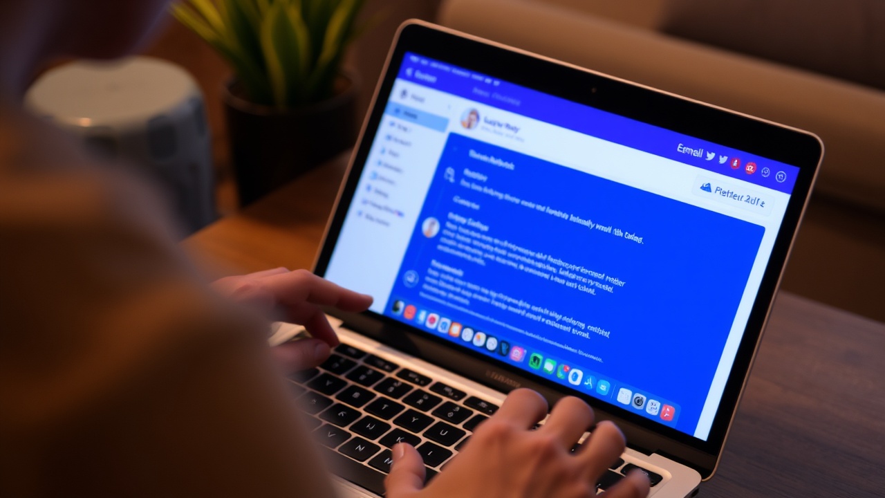 A person looking at a laptop screen showing an email inbox