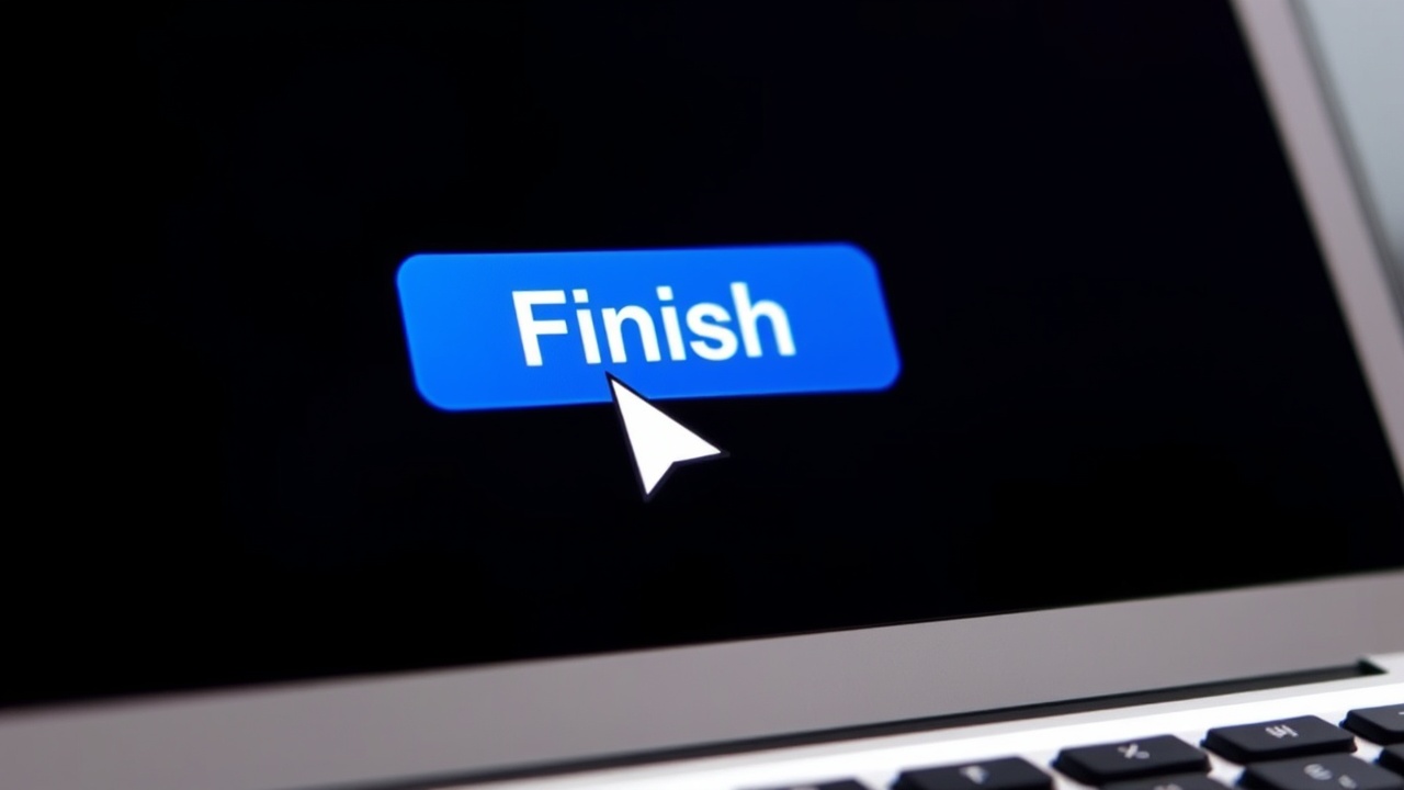 A cursor clicks a blue 