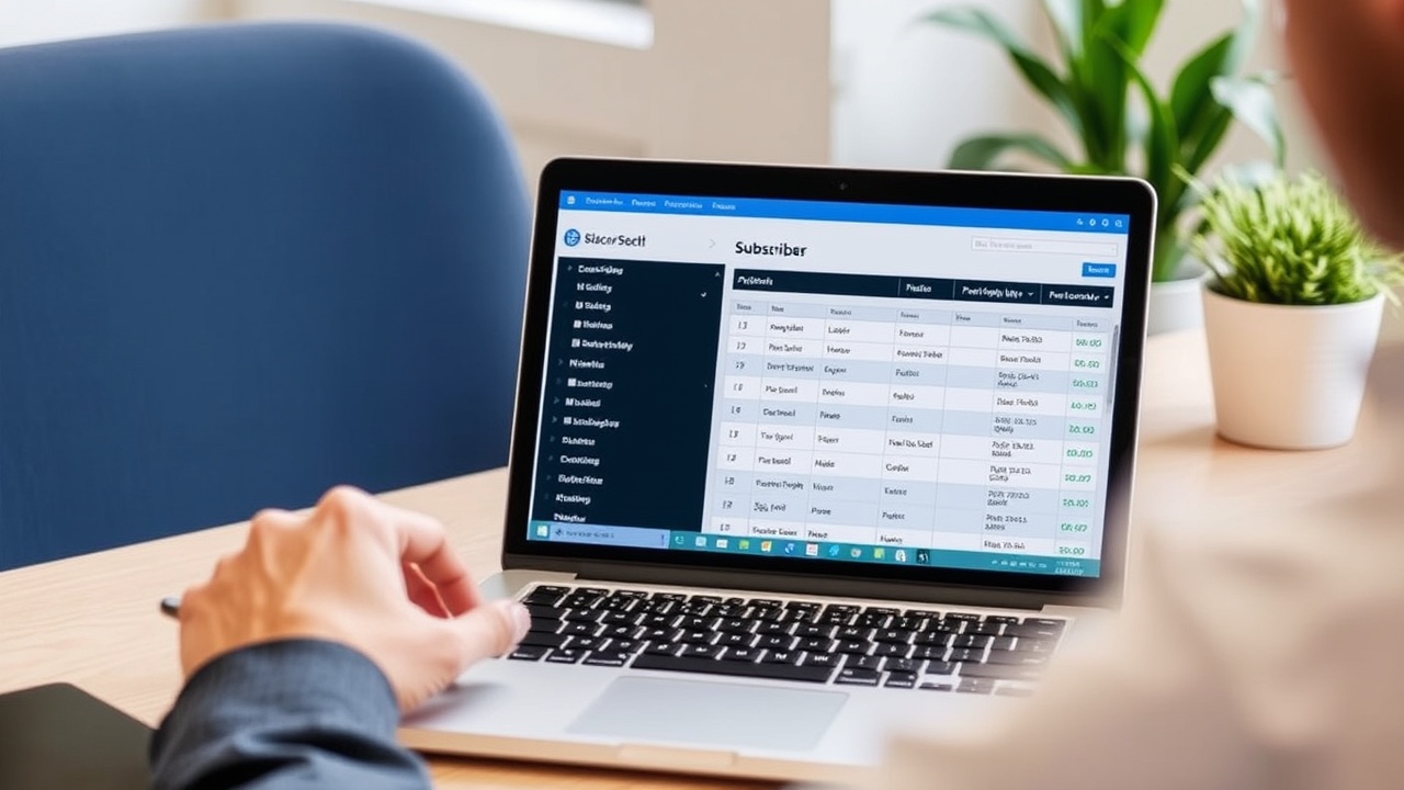 A person at a desk comparing two subscriber lists on a laptop screen