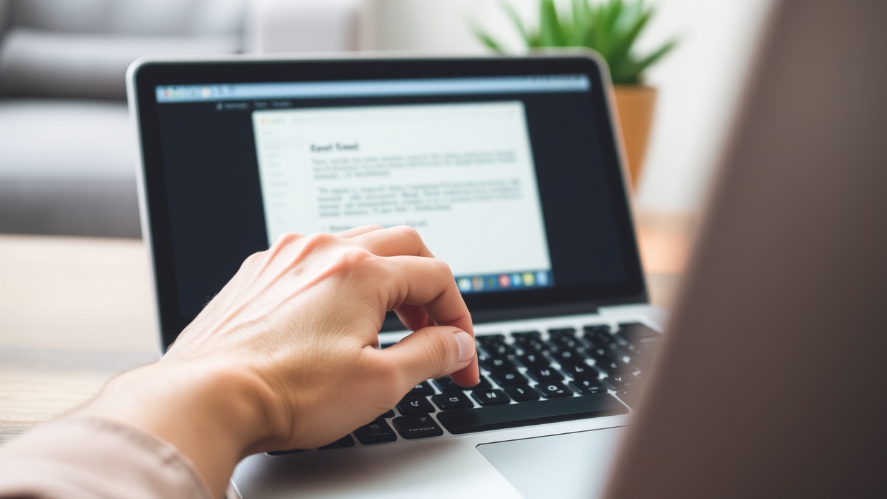 A person’s hand typing a short email on a laptop keyboard.