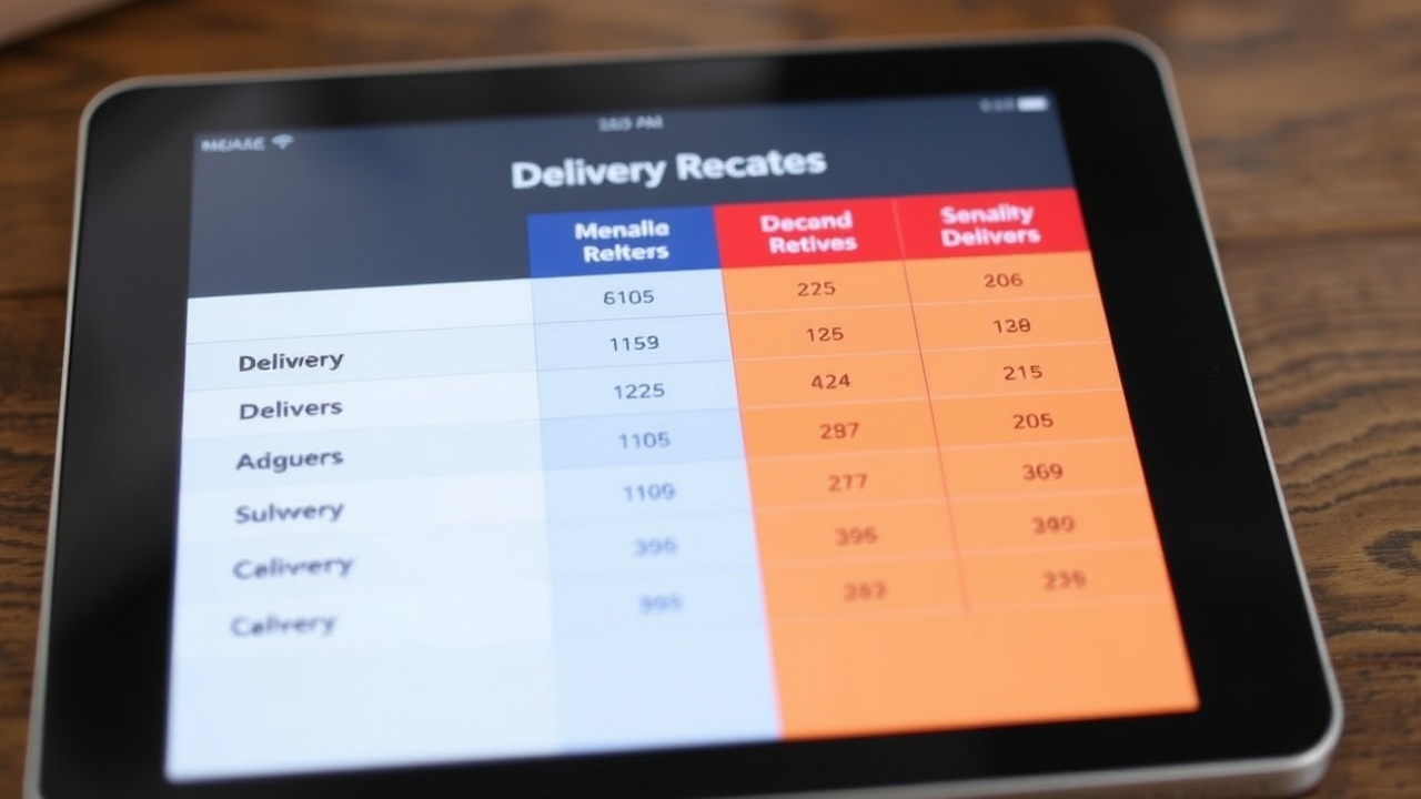 A chart on a tablet compares delivery rates side by side.
